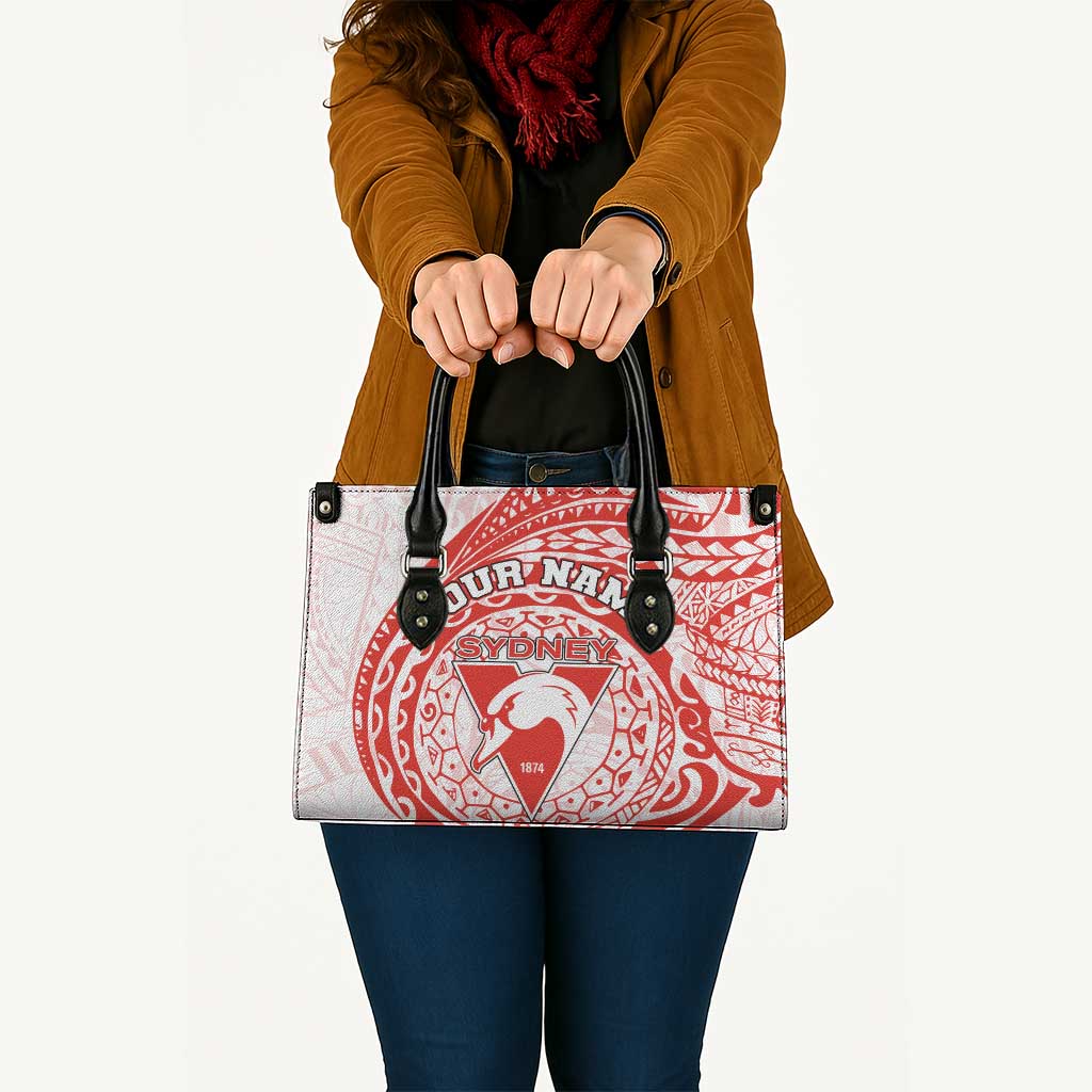 Personalized Sydney Swans Polynesian Leather Bag Tribal Chest and Sleeve Tattoo Heritage Warrior