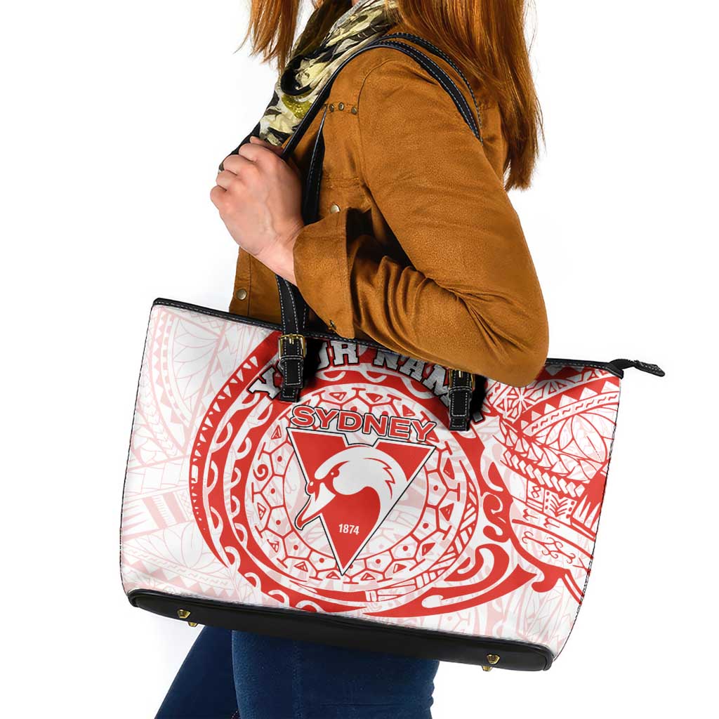 Personalized Sydney Swans Polynesian Leather Tote Bag Tribal Chest and Sleeve Tattoo Heritage Warrior