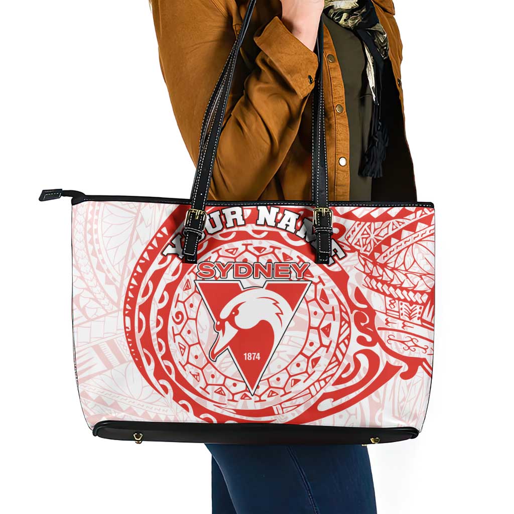 Personalized Sydney Swans Polynesian Leather Tote Bag Tribal Chest and Sleeve Tattoo Heritage Warrior