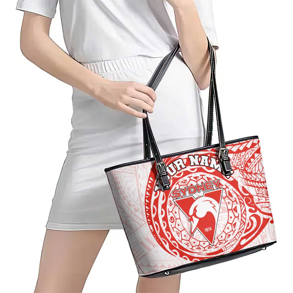 Personalized Sydney Swans Polynesian Leather Tote Bag Tribal Chest and Sleeve Tattoo Heritage Warrior