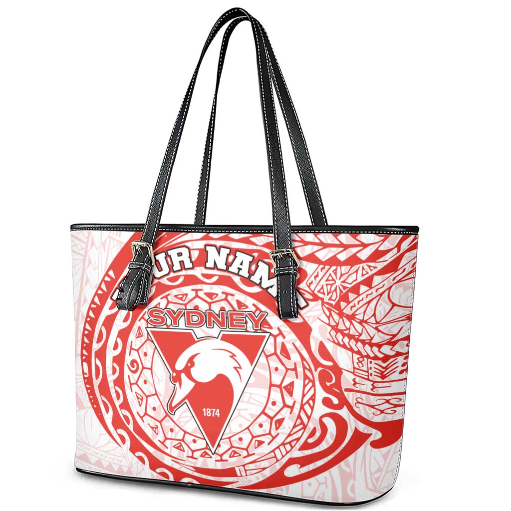 Personalized Sydney Swans Polynesian Leather Tote Bag Tribal Chest and Sleeve Tattoo Heritage Warrior
