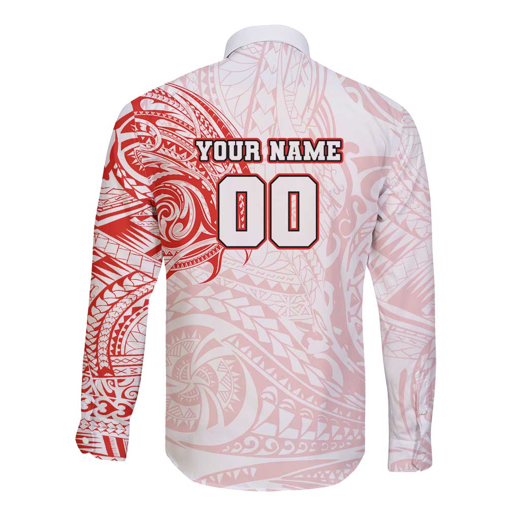 Personalized Sydney Swans Polynesian Long Sleeve Button Shirt Tribal Chest and Sleeve Tattoo Heritage Warrior
