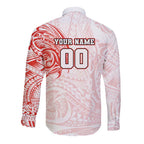 Personalized Sydney Swans Polynesian Long Sleeve Button Shirt Tribal Chest and Sleeve Tattoo Heritage Warrior