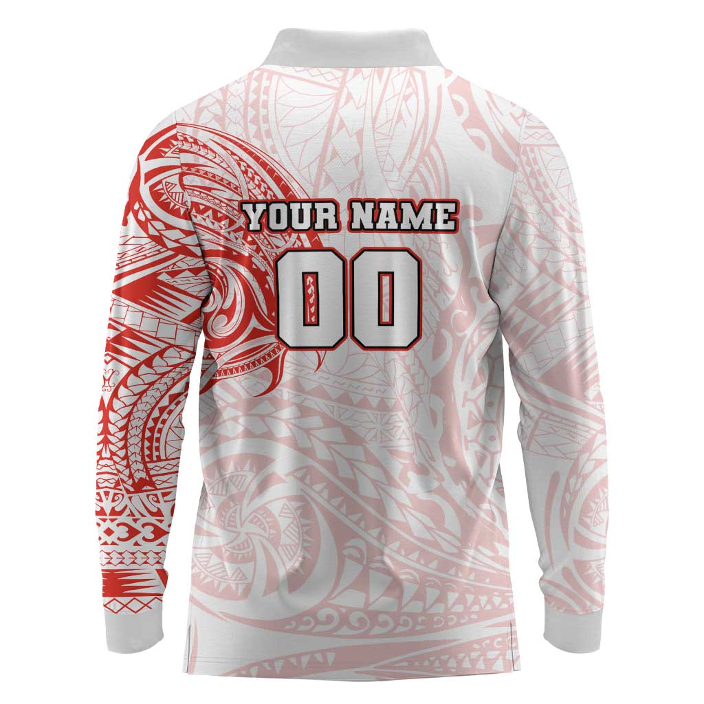 Personalized Sydney Swans Polynesian Long Sleeve Polo Shirt Tribal Chest and Sleeve Tattoo Heritage Warrior