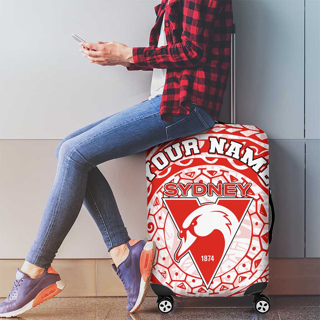 Personalized Sydney Swans Polynesian Luggage Cover Tribal Chest and Sleeve Tattoo Heritage Warrior