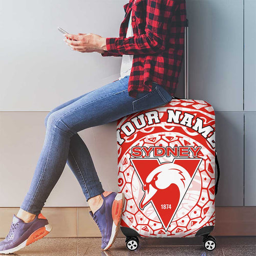 Personalized Sydney Swans Polynesian Luggage Cover Tribal Chest and Sleeve Tattoo Heritage Warrior