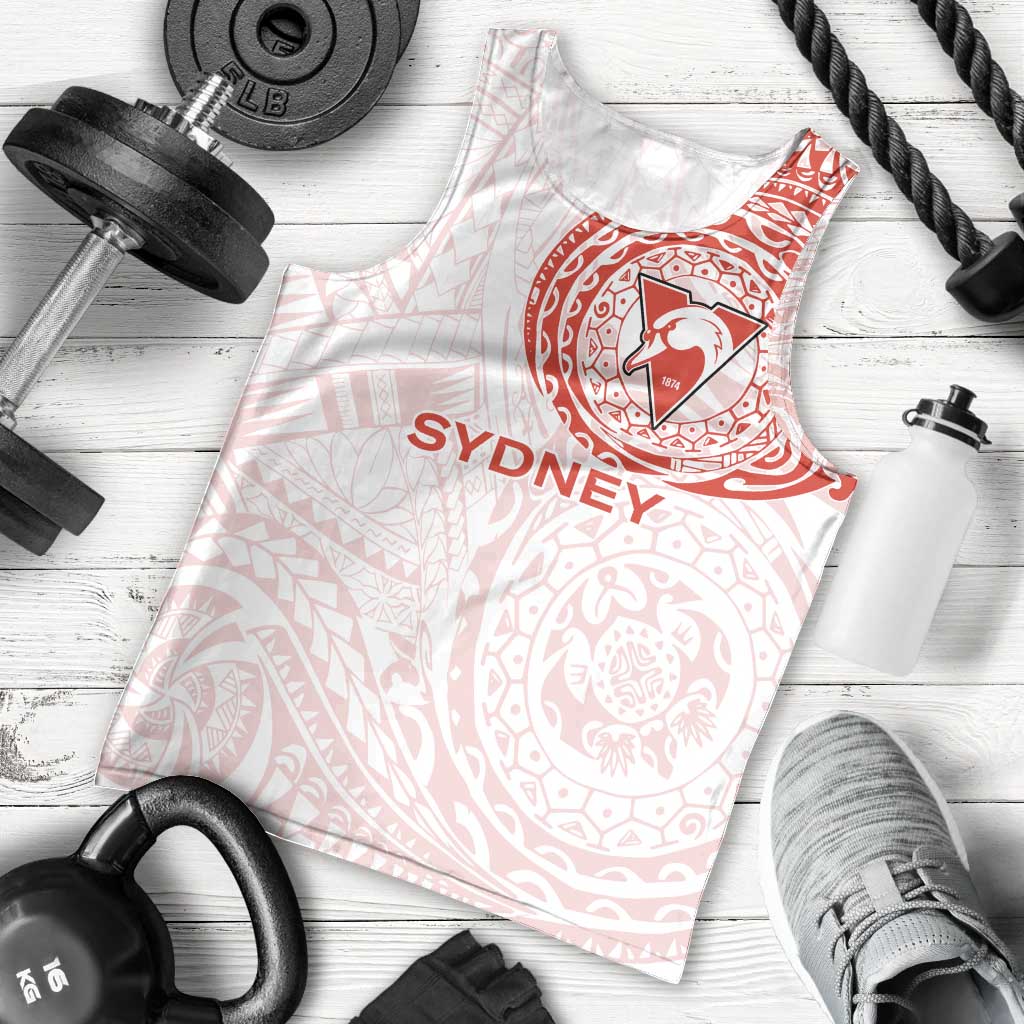 Personalized Sydney Swans Polynesian Men Tank Top Tribal Chest and Sleeve Tattoo Heritage Warrior