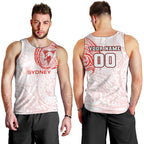 Personalized Sydney Swans Polynesian Men Tank Top Tribal Chest and Sleeve Tattoo Heritage Warrior