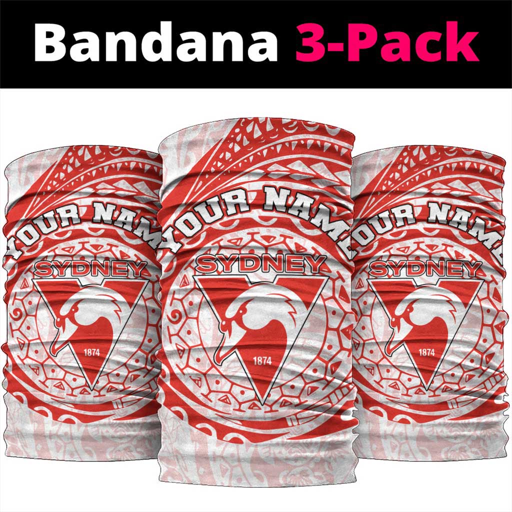 Personalized Sydney Swans Polynesian Neck Gaiter Tribal Chest and Sleeve Tattoo Heritage Warrior