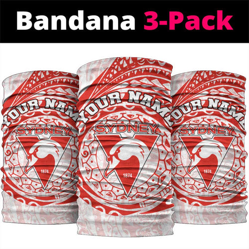 Personalized Sydney Swans Polynesian Neck Gaiter Tribal Chest and Sleeve Tattoo Heritage Warrior