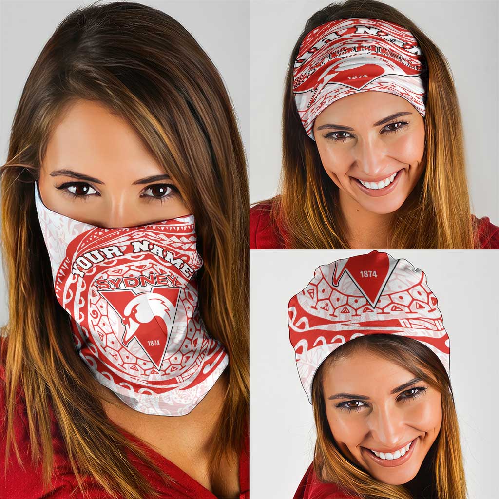 Personalized Sydney Swans Polynesian Neck Gaiter Tribal Chest and Sleeve Tattoo Heritage Warrior