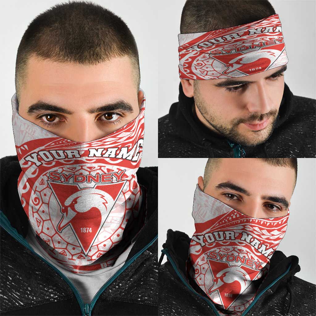Personalized Sydney Swans Polynesian Neck Gaiter Tribal Chest and Sleeve Tattoo Heritage Warrior