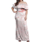 Personalized Sydney Swans Polynesian Off Shoulder Maxi Dress Tribal Chest and Sleeve Tattoo Heritage Warrior