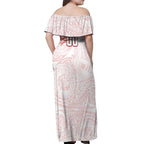 Personalized Sydney Swans Polynesian Off Shoulder Maxi Dress Tribal Chest and Sleeve Tattoo Heritage Warrior