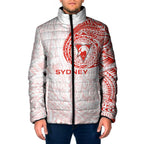 Personalized Sydney Swans Polynesian Padded Jacket Tribal Chest and Sleeve Tattoo Heritage Warrior