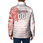 Personalized Sydney Swans Polynesian Padded Jacket Tribal Chest and Sleeve Tattoo Heritage Warrior