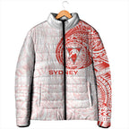 Personalized Sydney Swans Polynesian Padded Jacket Tribal Chest and Sleeve Tattoo Heritage Warrior