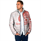 Personalized Sydney Swans Polynesian Padded Jacket Tribal Chest and Sleeve Tattoo Heritage Warrior
