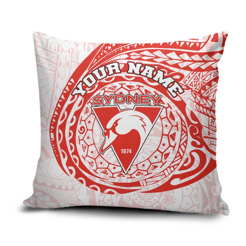 Personalized Sydney Swans Polynesian Pillow Cover Tribal Chest and Sleeve Tattoo Heritage Warrior