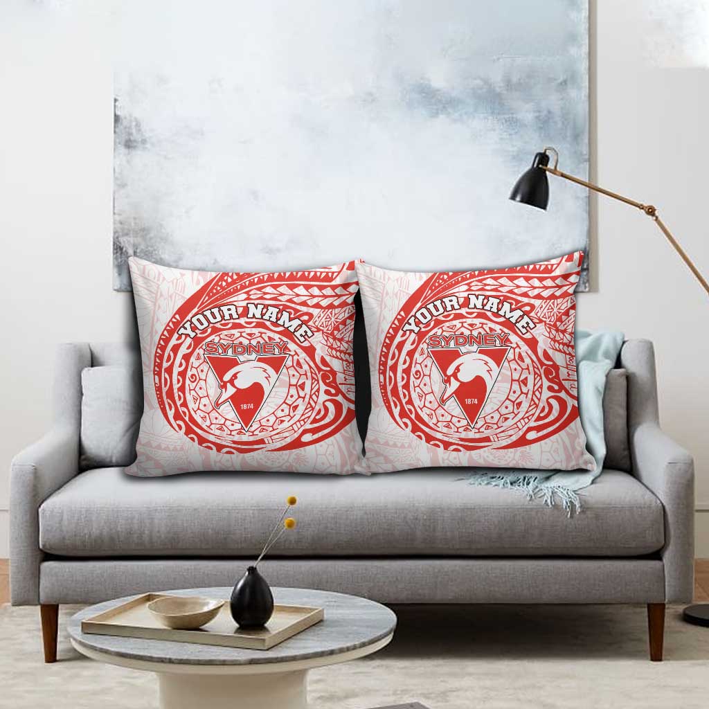 Personalized Sydney Swans Polynesian Pillow Cover Tribal Chest and Sleeve Tattoo Heritage Warrior
