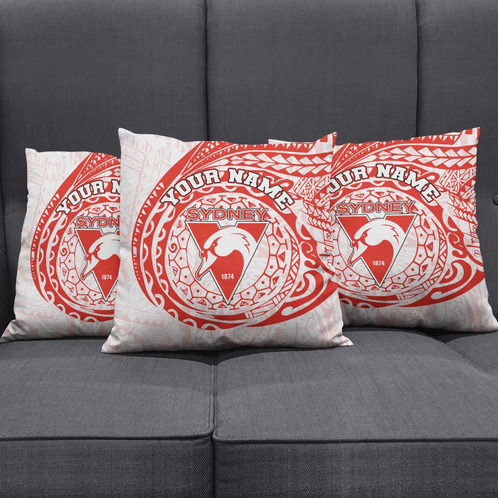 Personalized Sydney Swans Polynesian Pillow Cover Tribal Chest and Sleeve Tattoo Heritage Warrior