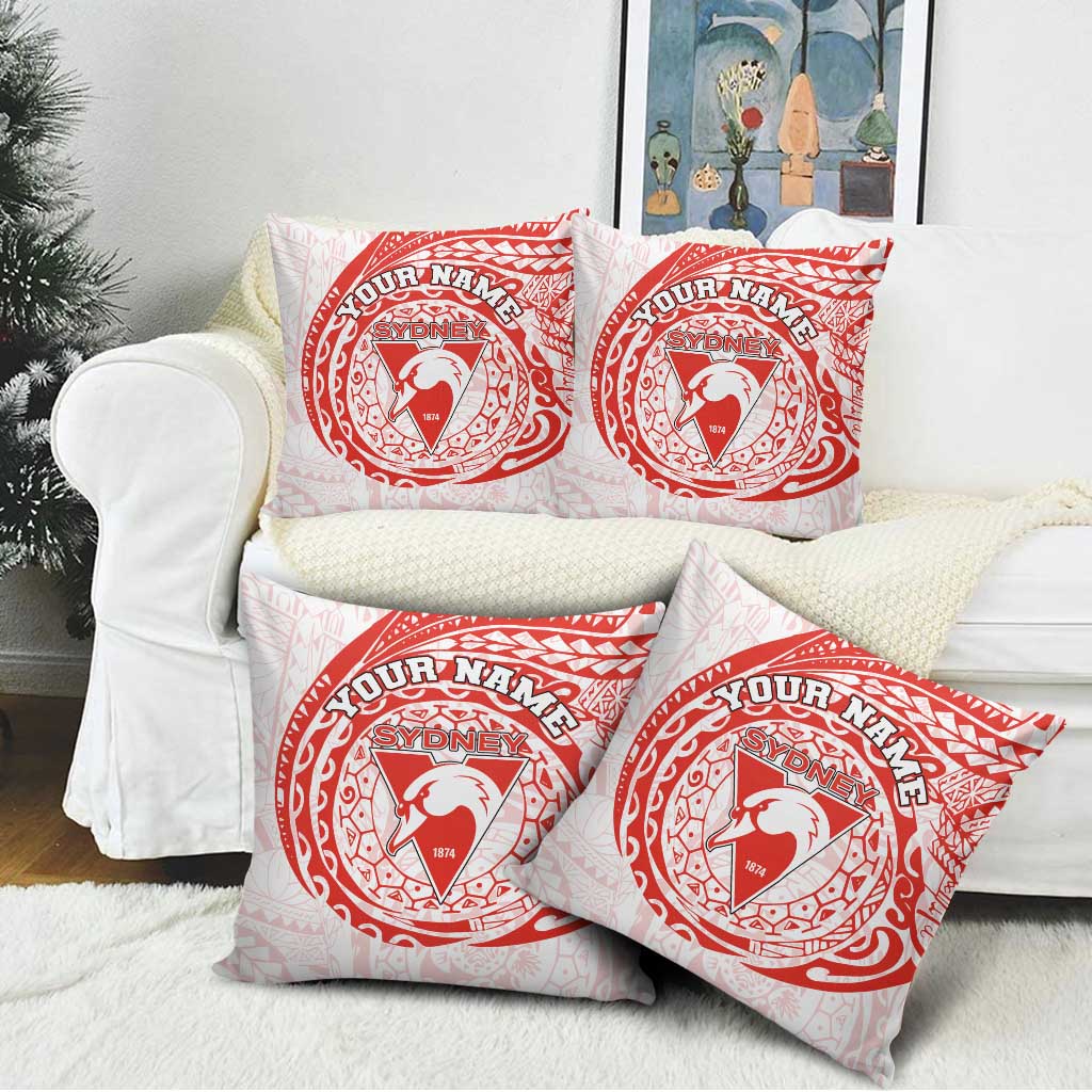 Personalized Sydney Swans Polynesian Pillow Cover Tribal Chest and Sleeve Tattoo Heritage Warrior