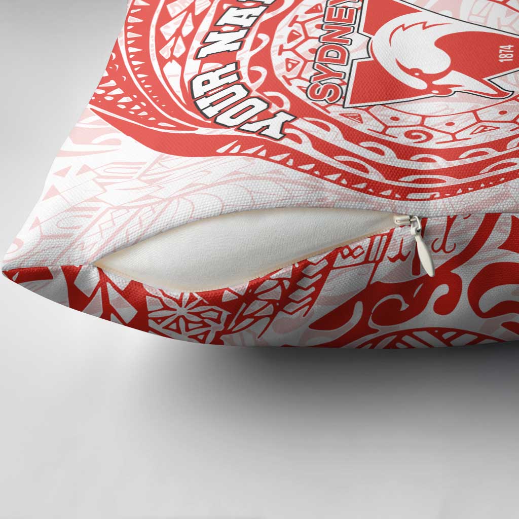 Personalized Sydney Swans Polynesian Pillow Cover Tribal Chest and Sleeve Tattoo Heritage Warrior