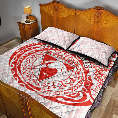 Personalized Sydney Swans Polynesian Quilt Bed Set Tribal Chest and Sleeve Tattoo Heritage Warrior
