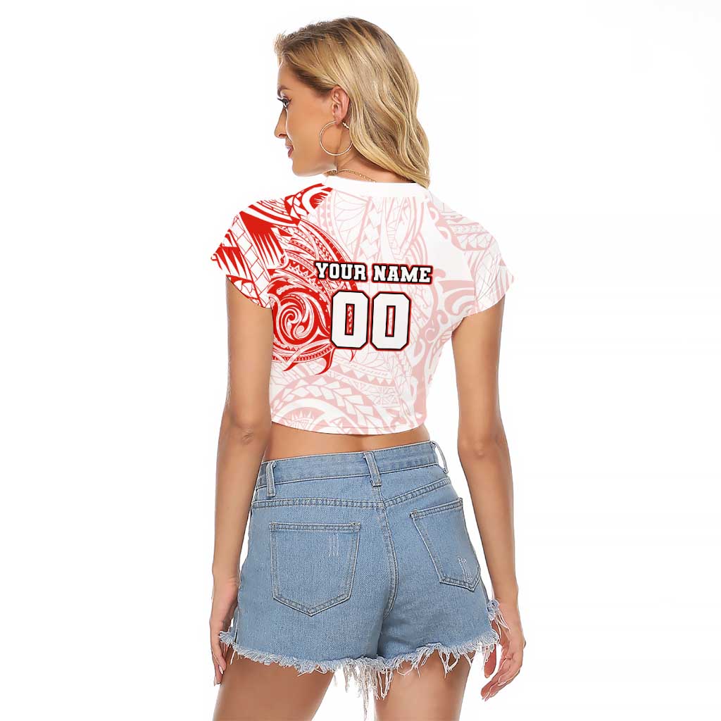 Personalized Sydney Swans Polynesian Raglan Cropped T Shirt Tribal Chest and Sleeve Tattoo Heritage Warrior