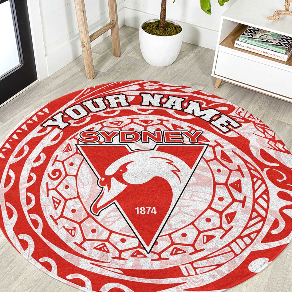 Personalized Sydney Swans Polynesian Round Carpet Tribal Chest and Sleeve Tattoo Heritage Warrior