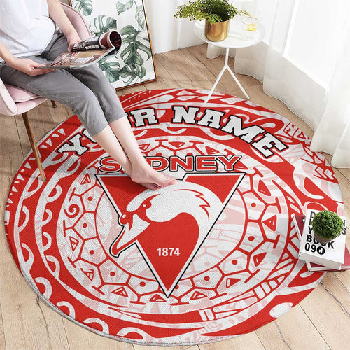 Personalized Sydney Swans Polynesian Round Carpet Tribal Chest and Sleeve Tattoo Heritage Warrior