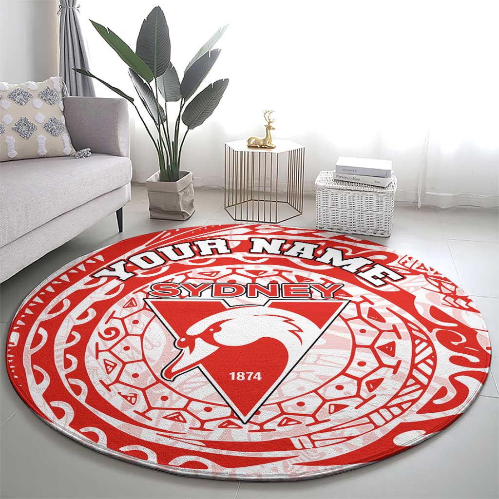 Personalized Sydney Swans Polynesian Round Carpet Tribal Chest and Sleeve Tattoo Heritage Warrior