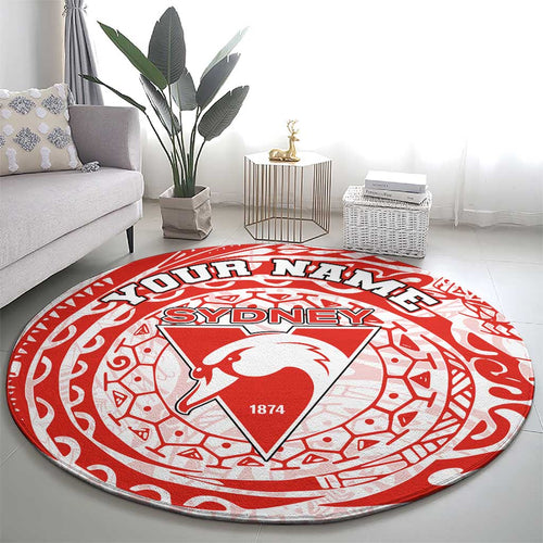 Personalized Sydney Swans Polynesian Round Carpet Tribal Chest and Sleeve Tattoo Heritage Warrior