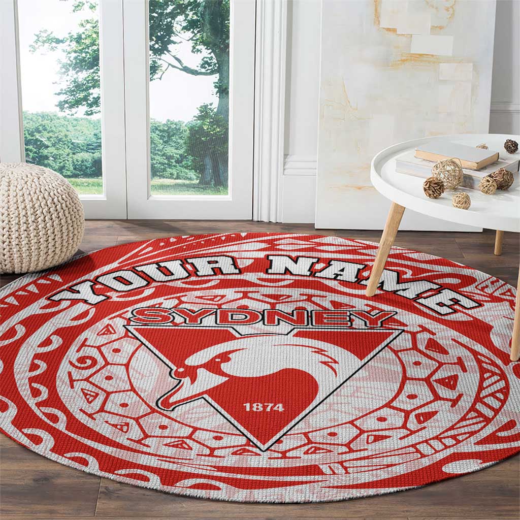 Personalized Sydney Swans Polynesian Round Carpet Tribal Chest and Sleeve Tattoo Heritage Warrior