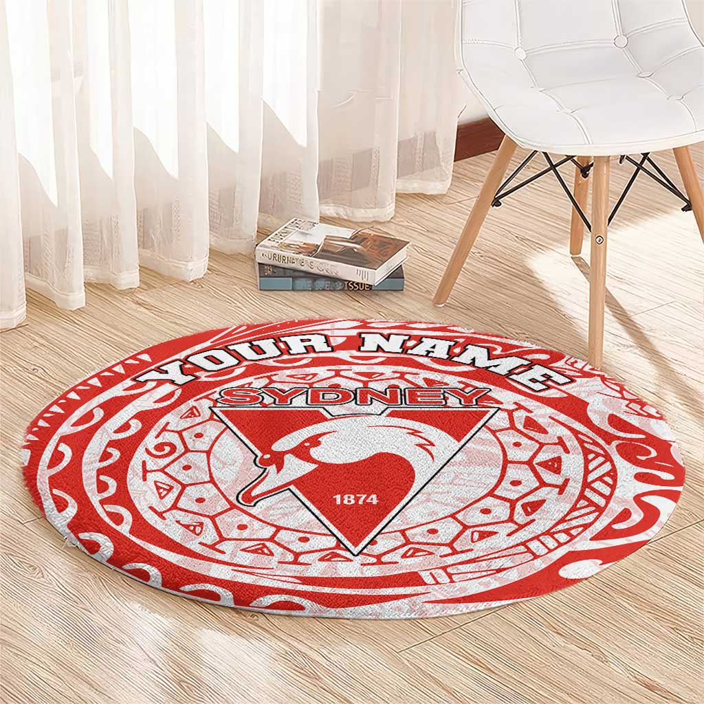 Personalized Sydney Swans Polynesian Round Carpet Tribal Chest and Sleeve Tattoo Heritage Warrior