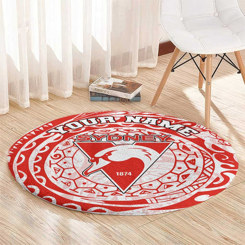Personalized Sydney Swans Polynesian Round Carpet Tribal Chest and Sleeve Tattoo Heritage Warrior