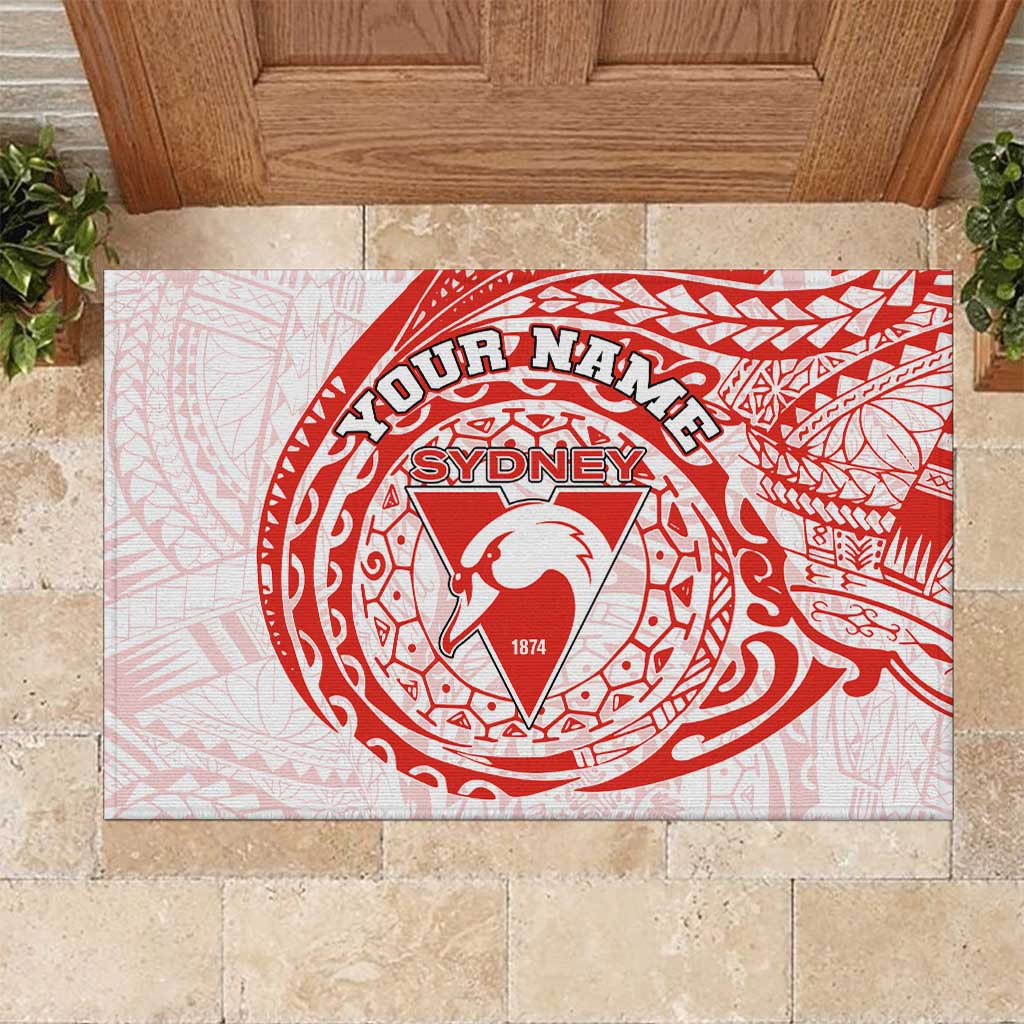 Personalized Sydney Swans Polynesian Rubber Doormat Tribal Chest and Sleeve Tattoo Heritage Warrior