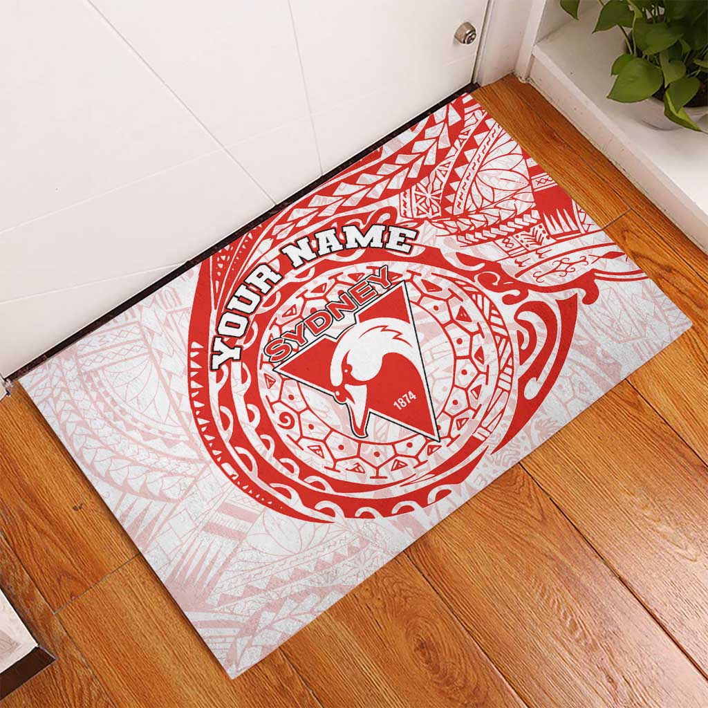 Personalized Sydney Swans Polynesian Rubber Doormat Tribal Chest and Sleeve Tattoo Heritage Warrior