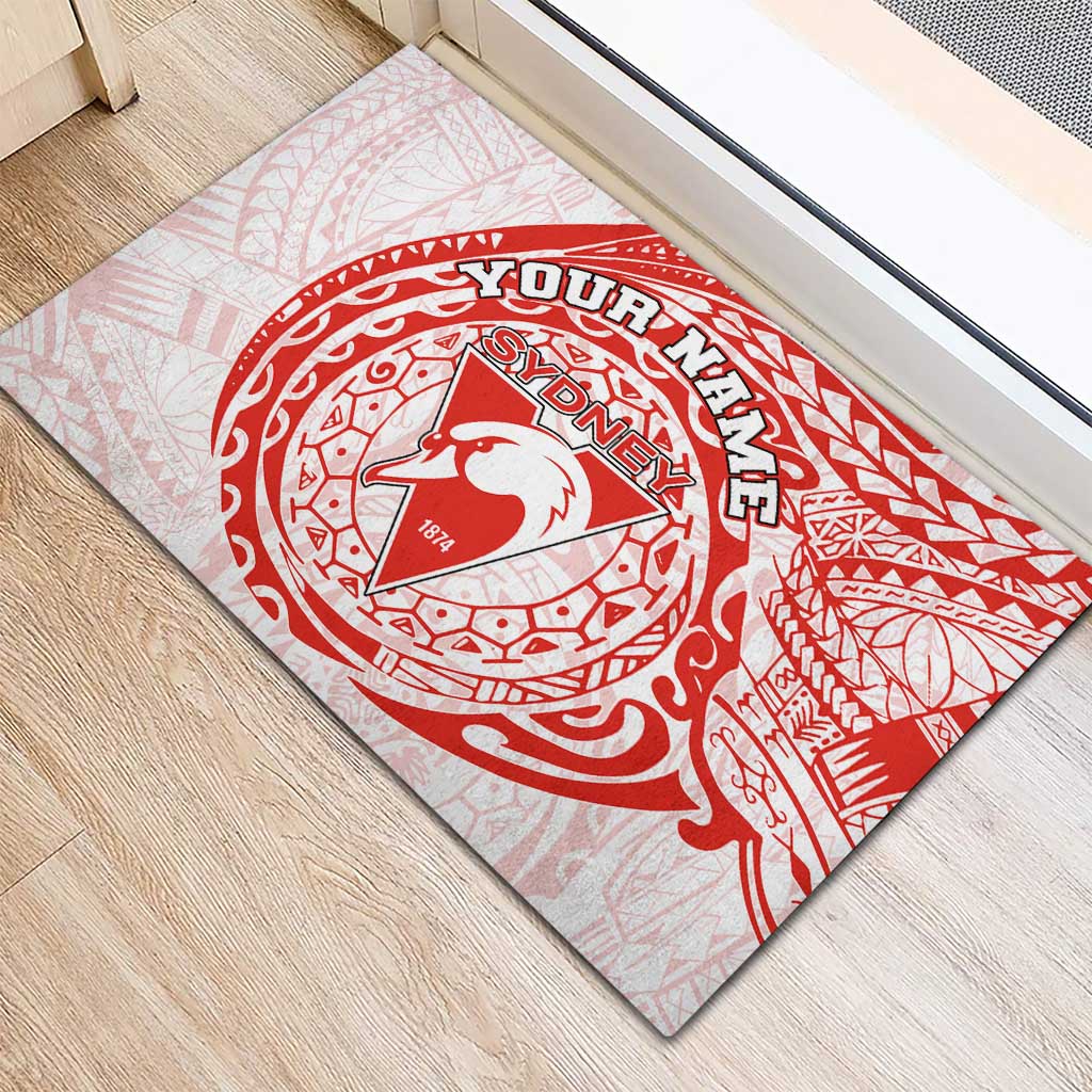 Personalized Sydney Swans Polynesian Rubber Doormat Tribal Chest and Sleeve Tattoo Heritage Warrior