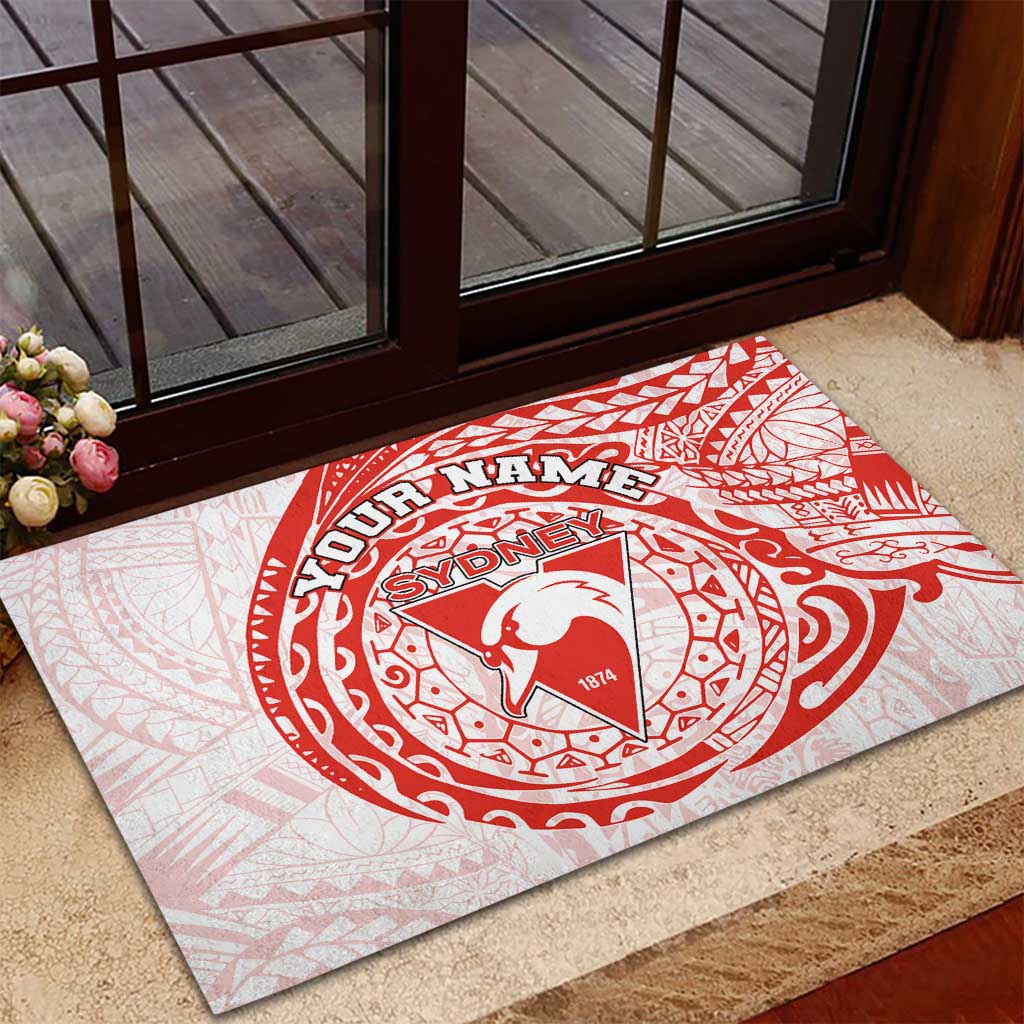 Personalized Sydney Swans Polynesian Rubber Doormat Tribal Chest and Sleeve Tattoo Heritage Warrior