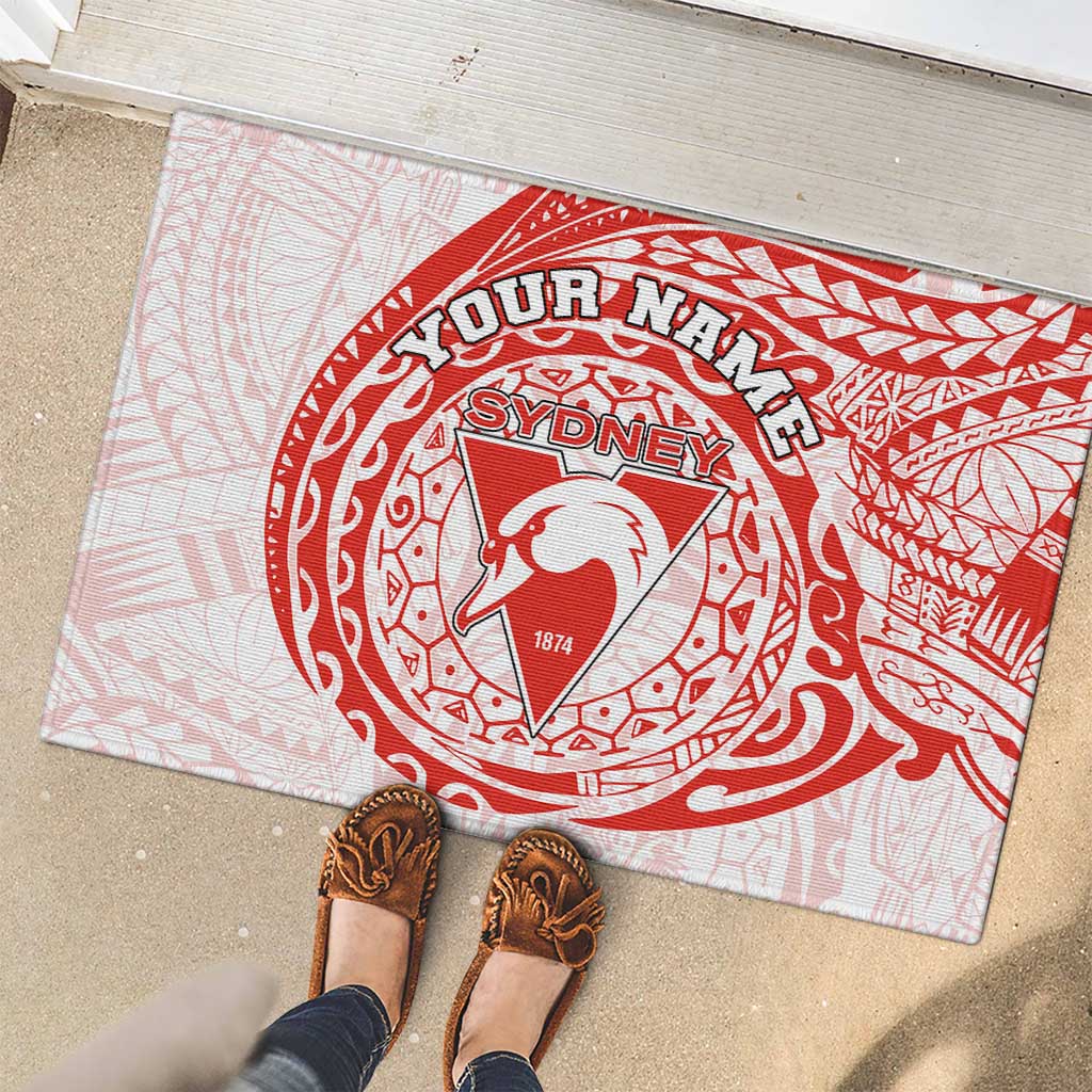 Personalized Sydney Swans Polynesian Rubber Doormat Tribal Chest and Sleeve Tattoo Heritage Warrior
