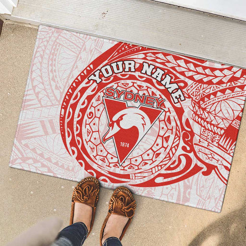 Personalized Sydney Swans Polynesian Rubber Doormat Tribal Chest and Sleeve Tattoo Heritage Warrior