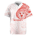 Personalized Sydney Swans Polynesian Rugby Jersey Tribal Chest and Sleeve Tattoo Heritage Warrior