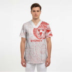 Personalized Sydney Swans Polynesian Scrub Top Tribal Chest and Sleeve Tattoo Heritage Warrior