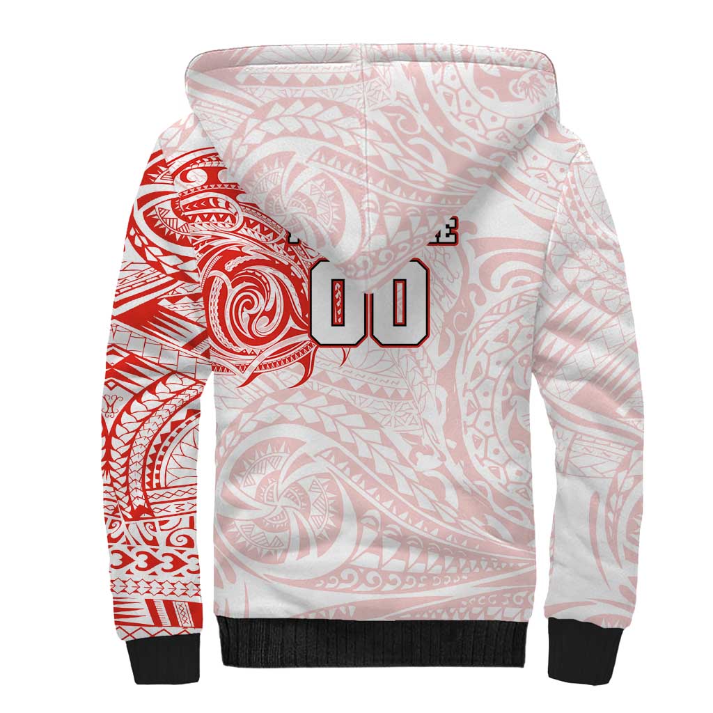 Personalized Sydney Swans Polynesian Sherpa Hoodie Tribal Chest and Sleeve Tattoo Heritage Warrior