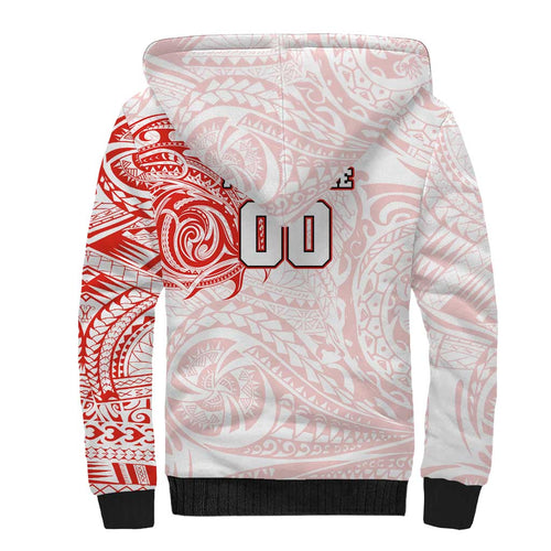 Personalized Sydney Swans Polynesian Sherpa Hoodie Tribal Chest and Sleeve Tattoo Heritage Warrior