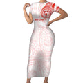 Personalized Sydney Swans Polynesian Short Sleeve Bodycon Dress Tribal Chest and Sleeve Tattoo Heritage Warrior
