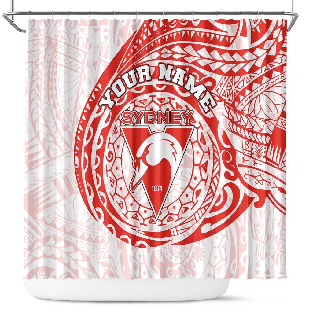 Personalized Sydney Swans Polynesian Shower Curtain Tribal Chest and Sleeve Tattoo Heritage Warrior