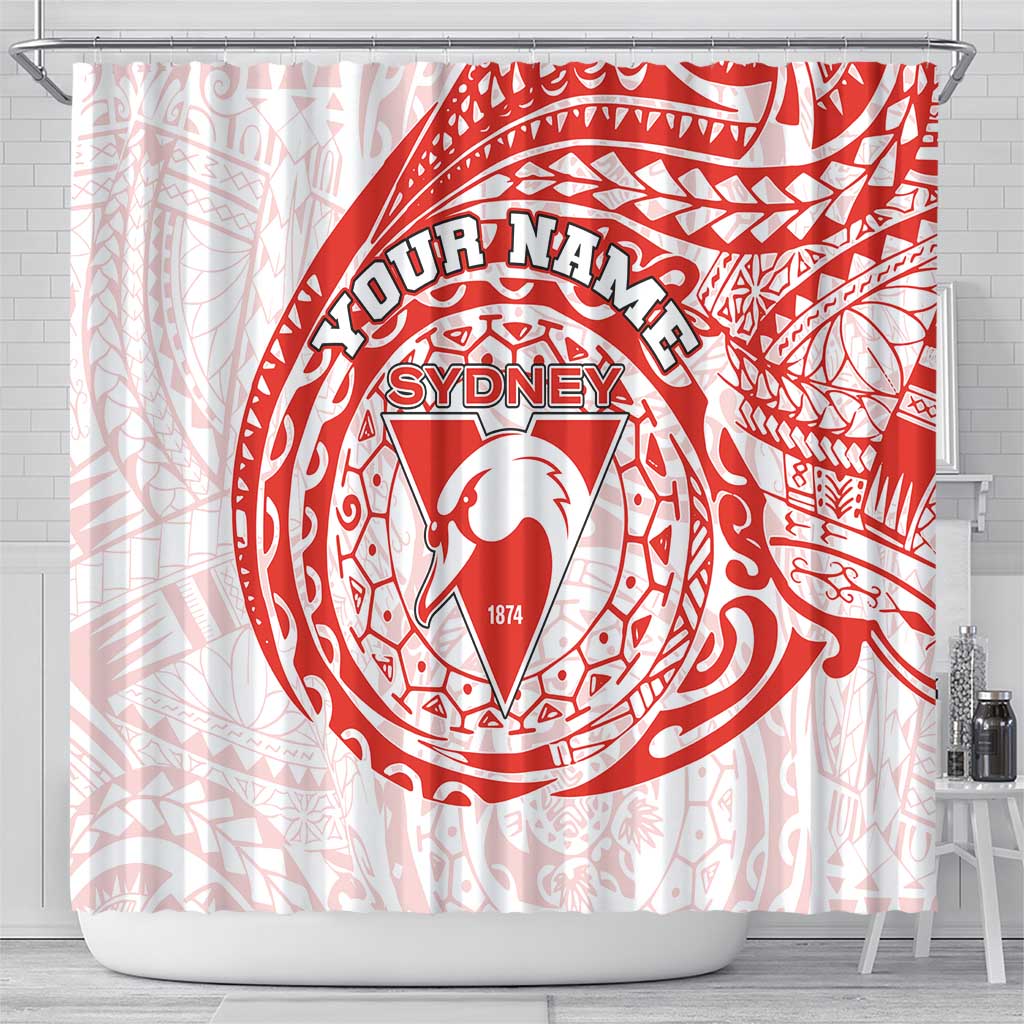 Personalized Sydney Swans Polynesian Shower Curtain Tribal Chest and Sleeve Tattoo Heritage Warrior
