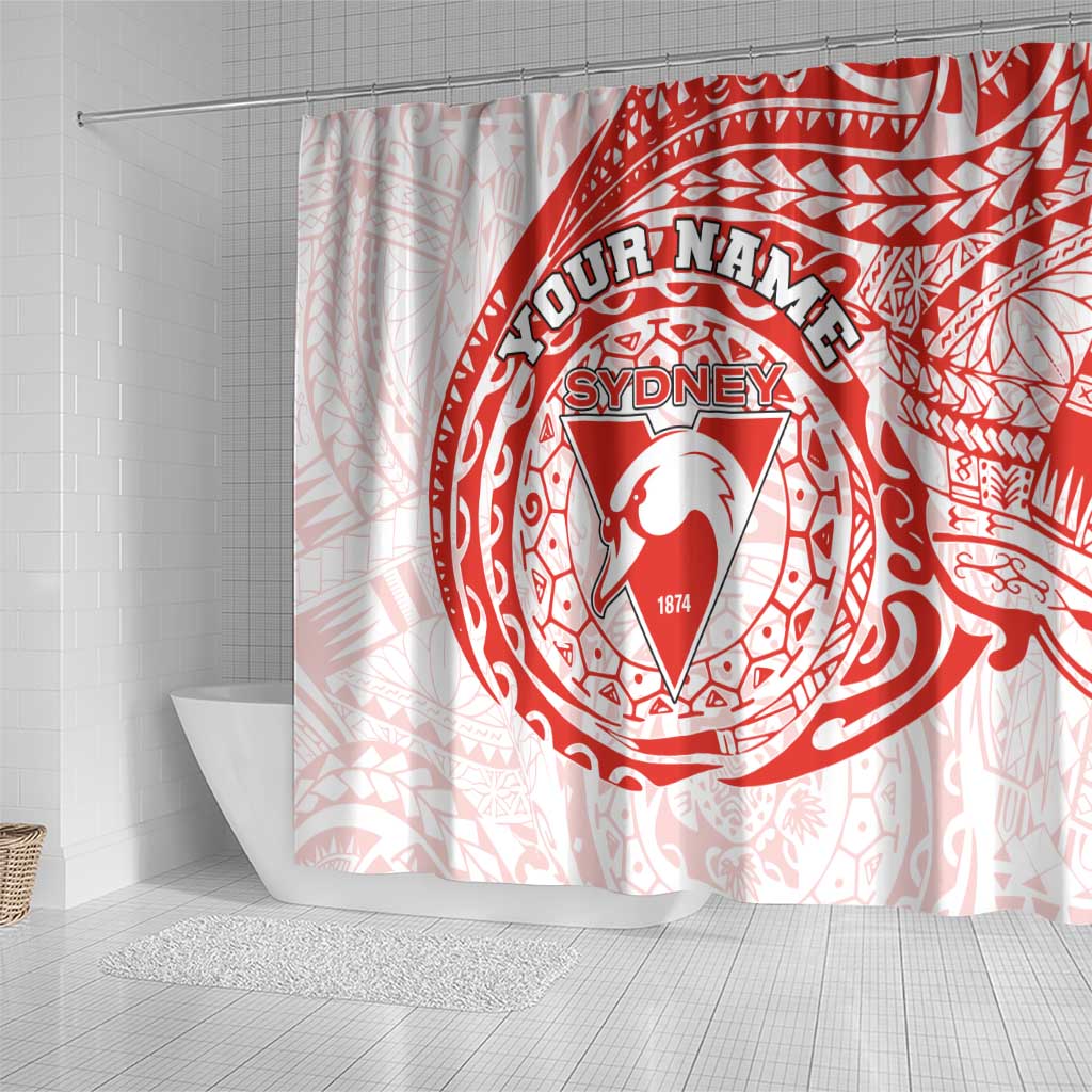 Personalized Sydney Swans Polynesian Shower Curtain Tribal Chest and Sleeve Tattoo Heritage Warrior